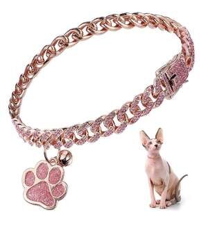 Diamond-Studded Heart Shape Pet Collar Pendants Necklaces,Princess Style Pearl N